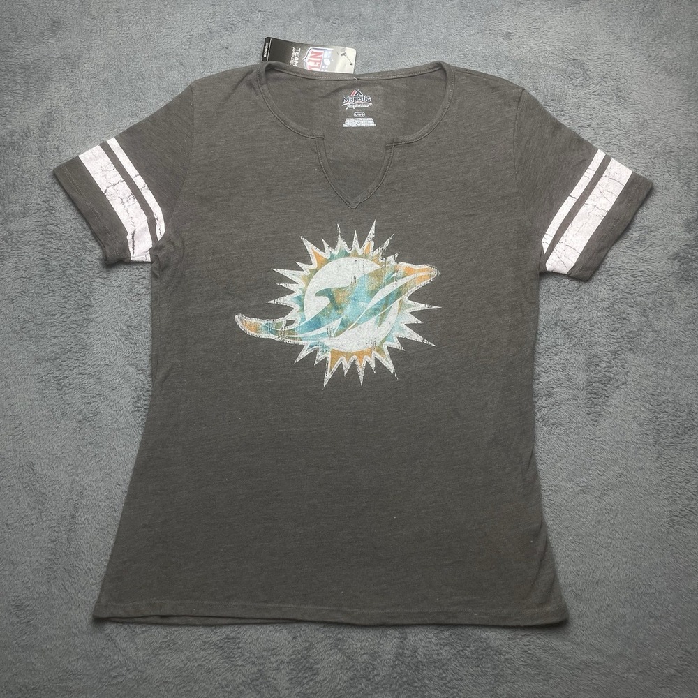 Miami Dolphins Tshirt Women's Gray Size Large NFL Team Apparel New With Tag